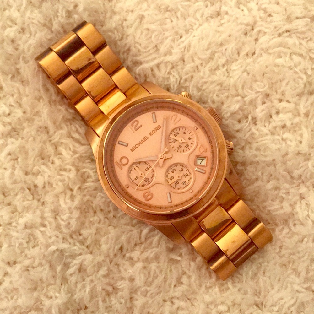Rose gold Michael Kors runway watch